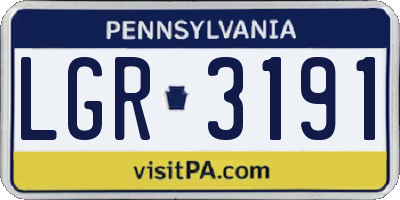 PA license plate LGR3191