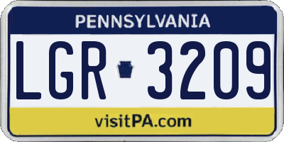 PA license plate LGR3209