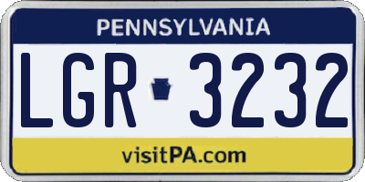 PA license plate LGR3232