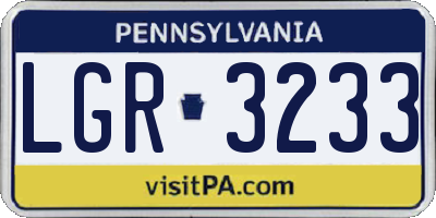 PA license plate LGR3233