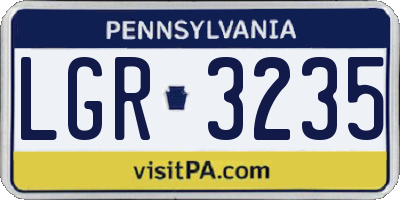 PA license plate LGR3235