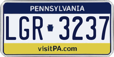 PA license plate LGR3237