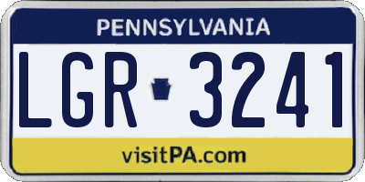 PA license plate LGR3241