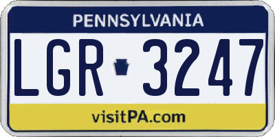 PA license plate LGR3247
