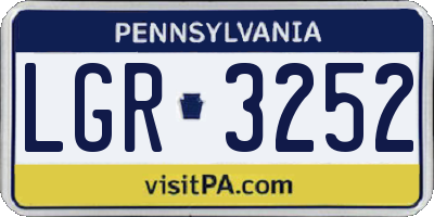 PA license plate LGR3252