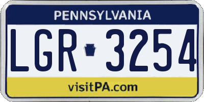 PA license plate LGR3254
