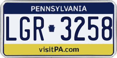 PA license plate LGR3258