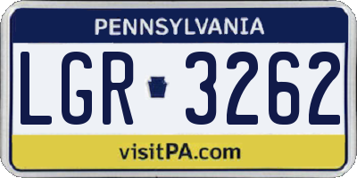 PA license plate LGR3262