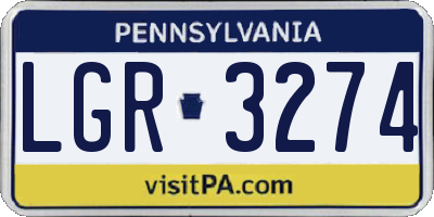 PA license plate LGR3274