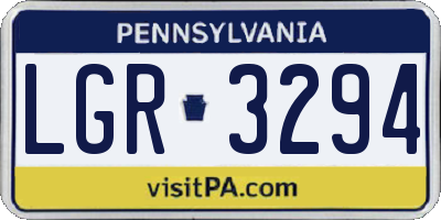 PA license plate LGR3294