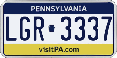 PA license plate LGR3337