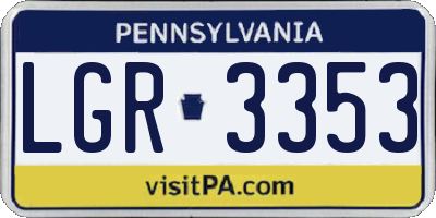 PA license plate LGR3353