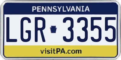 PA license plate LGR3355