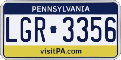 PA license plate LGR3356