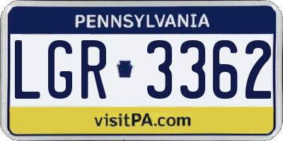 PA license plate LGR3362