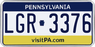 PA license plate LGR3376
