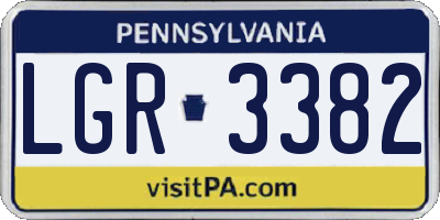 PA license plate LGR3382
