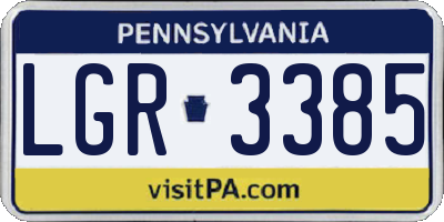 PA license plate LGR3385