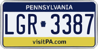 PA license plate LGR3387