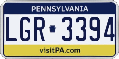 PA license plate LGR3394