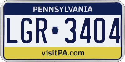 PA license plate LGR3404