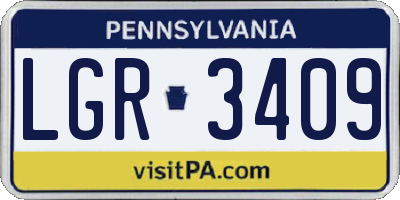 PA license plate LGR3409