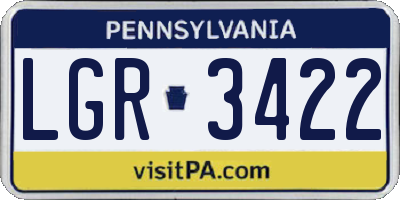 PA license plate LGR3422