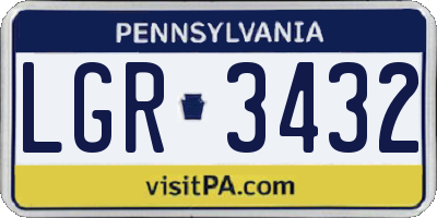 PA license plate LGR3432