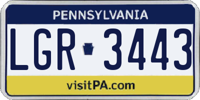 PA license plate LGR3443