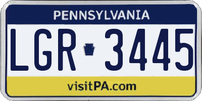 PA license plate LGR3445
