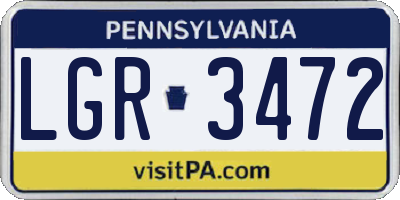 PA license plate LGR3472