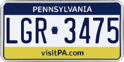 PA license plate LGR3475
