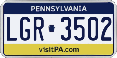 PA license plate LGR3502