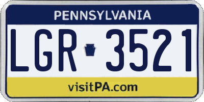 PA license plate LGR3521