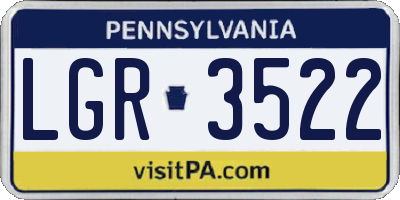PA license plate LGR3522