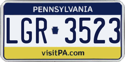 PA license plate LGR3523