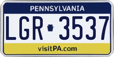 PA license plate LGR3537