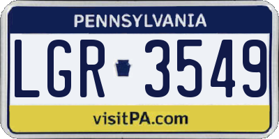 PA license plate LGR3549