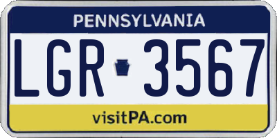 PA license plate LGR3567