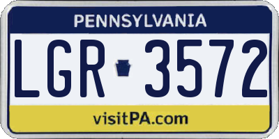 PA license plate LGR3572