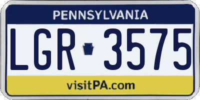 PA license plate LGR3575