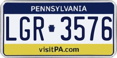 PA license plate LGR3576