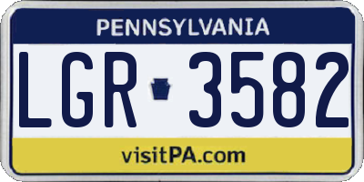 PA license plate LGR3582