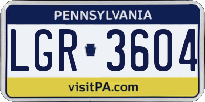PA license plate LGR3604