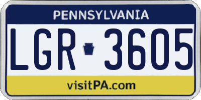 PA license plate LGR3605