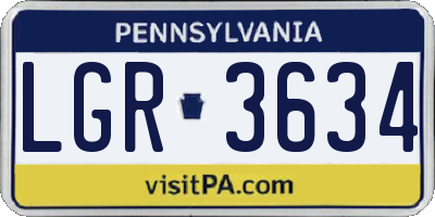 PA license plate LGR3634