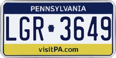 PA license plate LGR3649