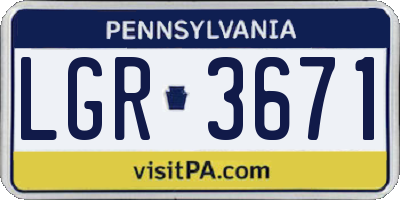 PA license plate LGR3671