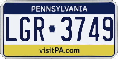 PA license plate LGR3749
