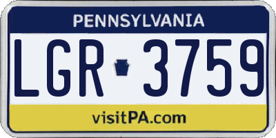 PA license plate LGR3759